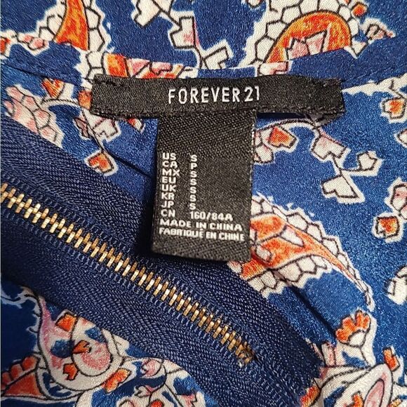 Forever 21 Blue Orange Paisley Print Tank Small - Picture 5 of 6